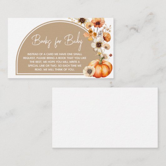 Wildblume Pumpkin Baby Duschbücher für Baby Begleitkarte (Vorne/Hinten)