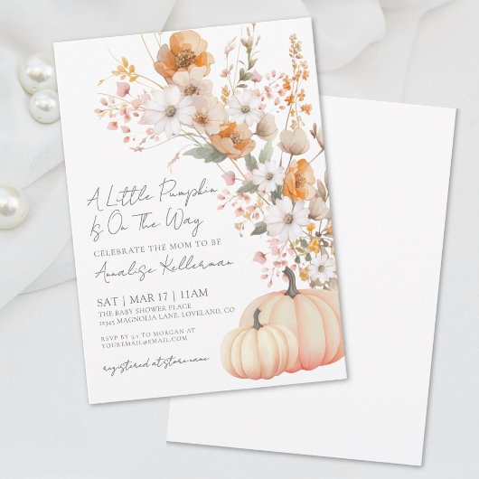 Wildblume Pumpkin Baby Dusche Einladung