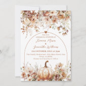 Wildblume & Pumpkin Boho Chic Hochzeit im Herbst Einladung (Vorderseite)
