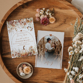 Wildblume & Pumpkin Boho Chic Hochzeit im Herbst Einladung