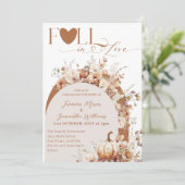 Wildblume & Pumpkin Boho Chic Hochzeit im Herbst Einladung (Stehend Vorderseite)