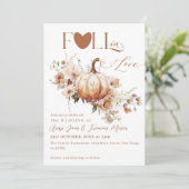 Wildblume & Pumpkin Boho Chic Hochzeit im Herbst Einladung (Stehend Vorderseite)