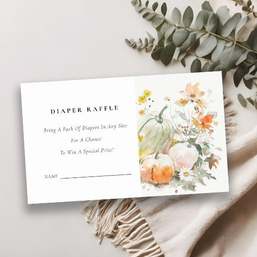 Wildblume Pumpkin Diaper Raffle Baby Dusche Begleitkarte