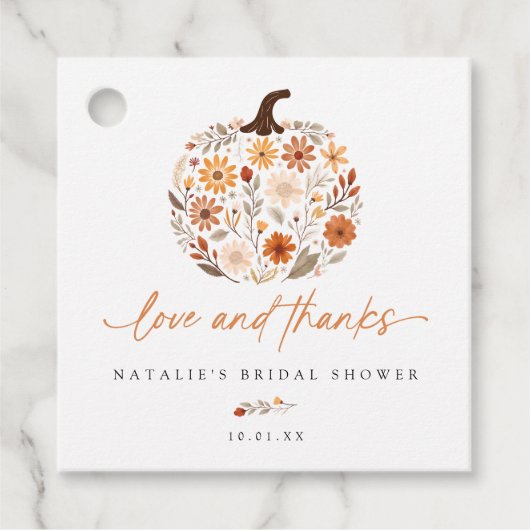 Wildblume Pumpkin Fall Brautparty Geschenkanhänger (Vorderseite)