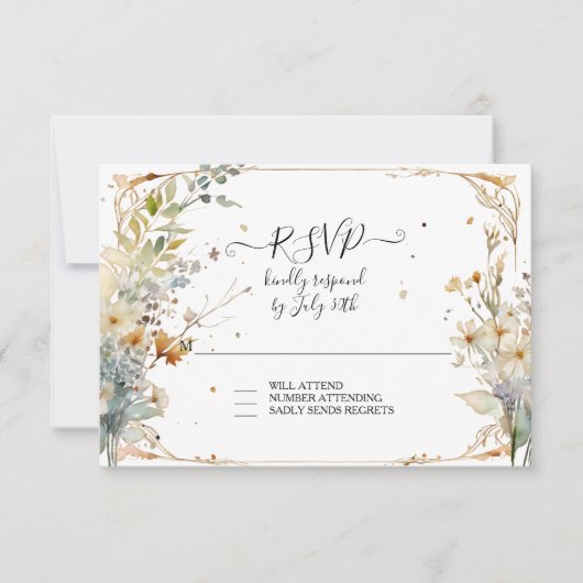 Wildblume Pumpkin Herbst Herbst Leaves Hochzeit RS RSVP Karte (Vorderseite)