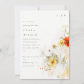 Wildblume Pumpkin Watercolor Brautparty Einladung (Vorderseite)