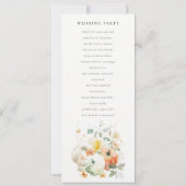 Wildblume Pumpkin Watercolor Hochzeitsprogramm Einladung (Rückseite)
