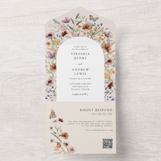 Wildblume QR-Code All In One Einladung (Innen Boden)