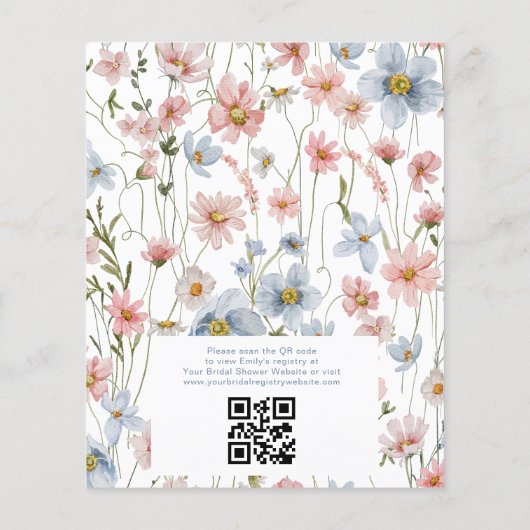 Wildblume QR Code Bridal Dusche Einladung (Rückseite)