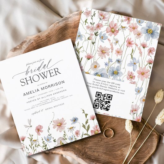 Wildblume QR Code Bridal Dusche Einladung