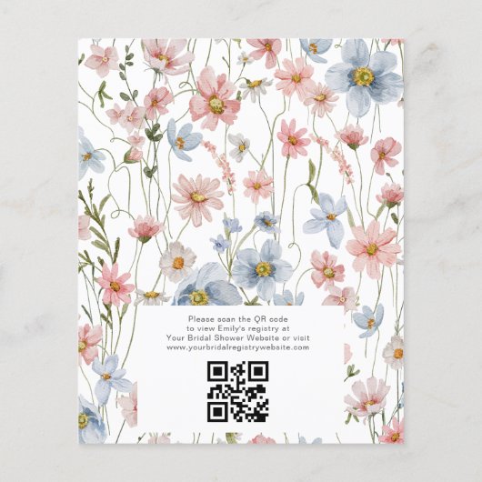 Wildblume QR Code Bridal Dusche Einladung (Rückseite)