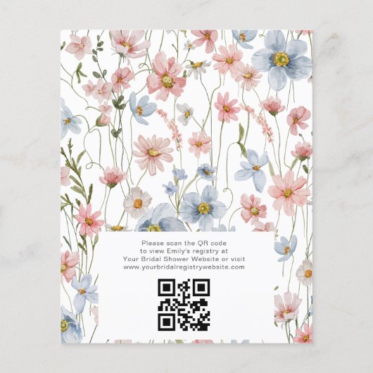 Wildblume QR Code Bridal Dusche Einladung (Rückseite)