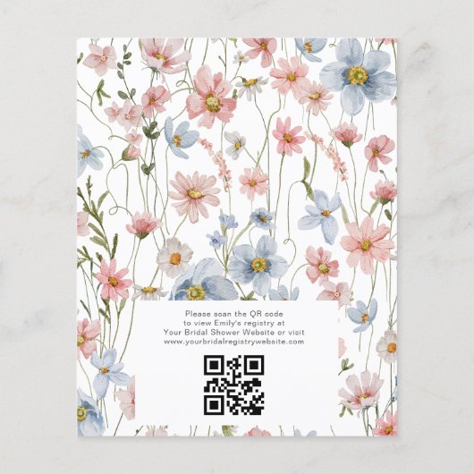 Wildblume QR Code Bridal Dusche Einladung Flyer (Hinten)