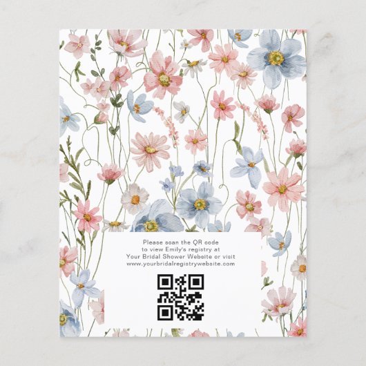 Wildblume QR Code Bridal Dusche Einladung Flyer (Hinten)
