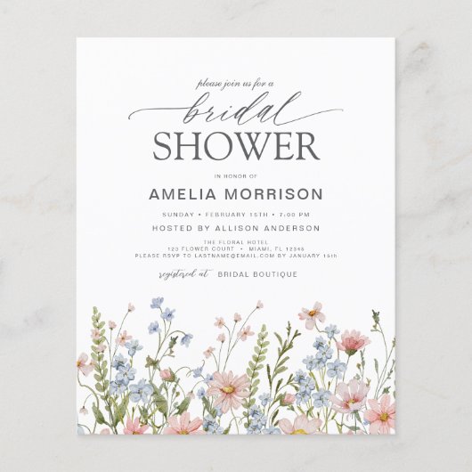 Wildblume QR Code Bridal Dusche Einladung Flyer (Vorne)