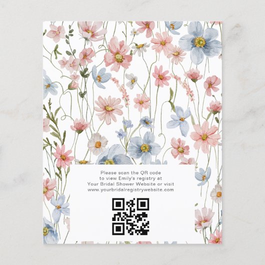 Wildblume QR Code Bridal Dusche Einladung Flyer (Hinten)