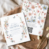 Wildblume QR Code Bridal Dusche Einladung Flyer