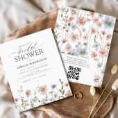 Wildblume QR Code Bridal Dusche Einladung Flyer