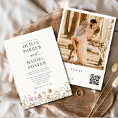 Wildblume QR Code Foto Boho Minimalistisch Wedding Einladung