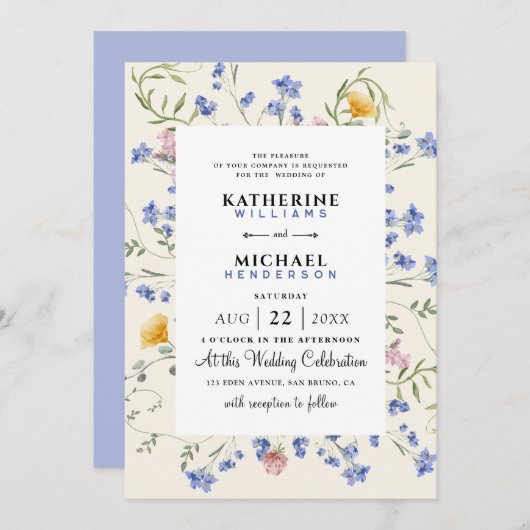 Wildblume QR-Code für Wasserfarben Einzelheiten UA Einladung (Vorne/Hinten)