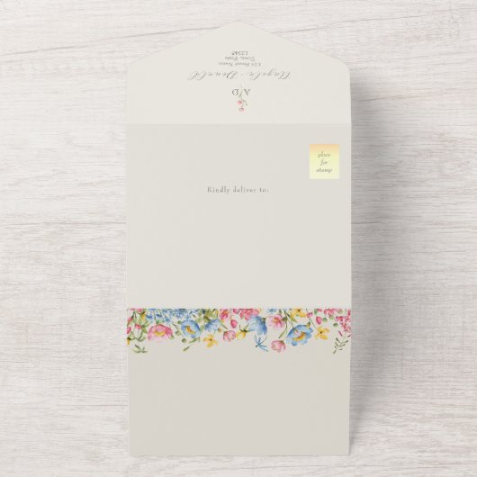 Wildblume QR Code Hochzeit All In One Einladung (Außenbereich)