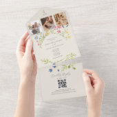 Wildblume QR Code Hochzeit All In One Einladung (Abreißen)