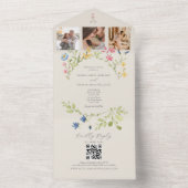 Wildblume QR Code Hochzeit All In One Einladung (Innen Boden)