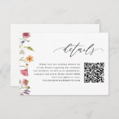 Wildblume QR Code Hochzeitdetails Karten (Vorne/Hinten)