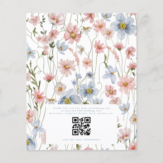 Wildblume QR Code Hochzeitsempfehlung (Rückseite)