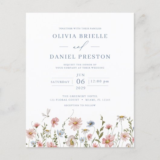 Wildblume QR Code Hochzeitsempfehlung (Vorderseite)