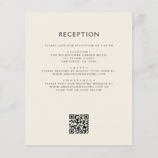 Wildblume QR Code Hochzeitsempfehlung (Rückseite)