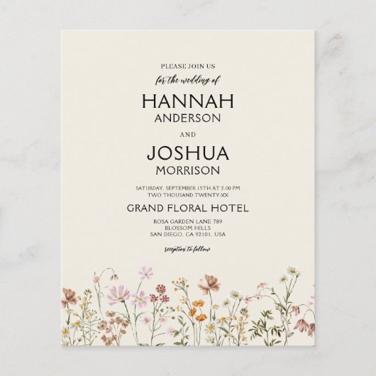 Wildblume QR Code Hochzeitsempfehlung (Vorderseite)