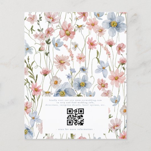 Wildblume QR Code Hochzeitsempfehlung Flyer (Hinten)