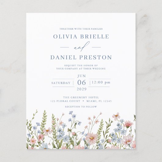 Wildblume QR Code Hochzeitsempfehlung Flyer (Vorne)