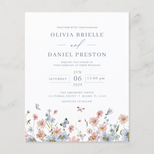 Wildblume QR Code Hochzeitsempfehlung Flyer (Vorne)