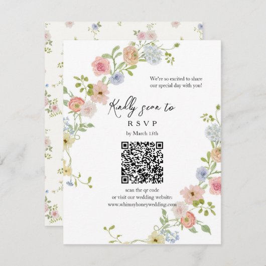 Wildblume QR Code RSVP-Karte RSVP Karte (Vorne/Hinten)