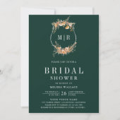 Wildblume QR Code Smaragdgrünes Brautparty Einladung (Vorderseite)