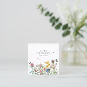 Wildblume QR Code Soziale Medien Quadratische Visitenkarte (Stehend Vorderseite)