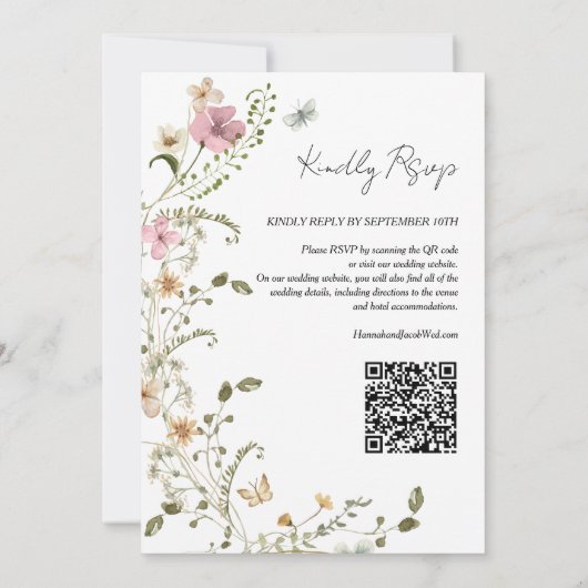 Wildblume QR Code UAWG Wedding Einladung (Rückseite)