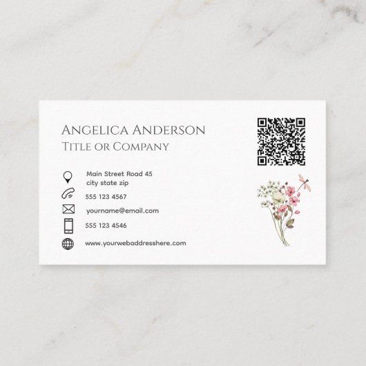 Wildblume QR-Code Visitenkarte (Rückseite)