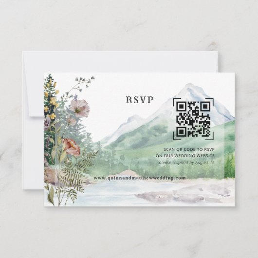 Wildblume | QR Code Wedding RSVP Karte (Vorderseite)