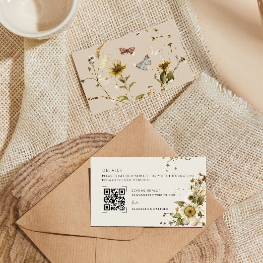 Wildblume QR-Codeprüfung | Angaben zur Hochzeit Begleitkarte