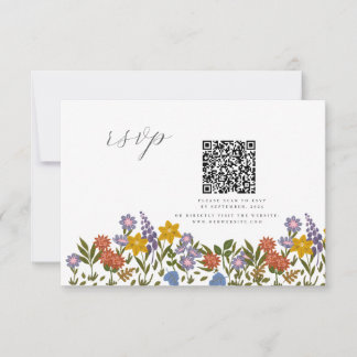 Wildblume QR Hochzeit im Garten RSVP Karte