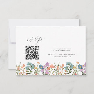 Wildblume QR Hochzeit im Garten RSVP Karte