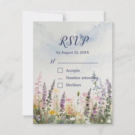 Wildblume QR | Rustikal Boho RSVP Karte (Vorderseite)