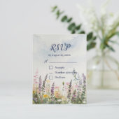 Wildblume QR | Rustikal Boho RSVP Karte (Stehend Vorderseite)