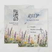 Wildblume QR | Rustikal Boho RSVP Karte (Vorne/Hinten)