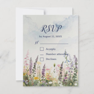 Wildblume QR Rustikal Boho RSVP Karte