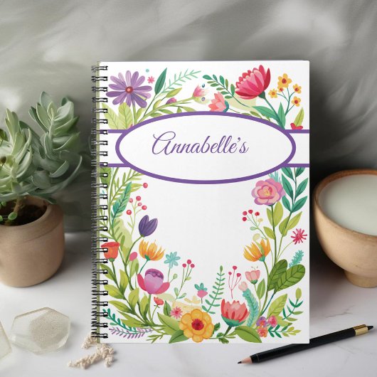Wildblume Rahmen farbiges Spiral Foto Notebook Notizblock