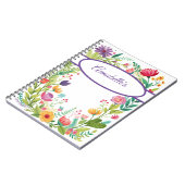 Wildblume Rahmen farbiges Spiral Foto Notebook Notizblock (Linke Seite)